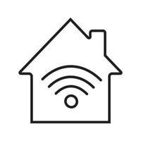 Home internet connection linear icon. Wi fi signal thin line illustration. House with wireless signal inside contour symbol. Vector isolated outline drawing