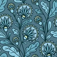 MINT VECTOR SEAMLESS BACKGROUND WITH WEAVING BLUE ROUND FLOWERS