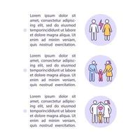 iconos de línea de concepto de conflictos familiares con texto vector