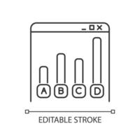 Online survey linear icon. Statistics analysis. Internet graph. Data research. Digital questionnaire. Diagram. Thin line illustration. Contour symbol. Vector isolated outline drawing. Editable stroke