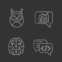 Chatbots chalk icons set vector