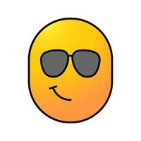 Cool smile color icon. Face with sunglasses. Isolated vector illustration