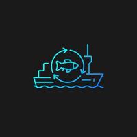 Fish processing vessel gradient vector icon for dark theme