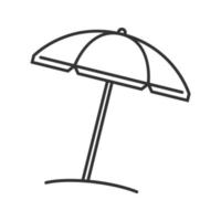 Beach umbrella linear icon. Thin line illustration. Contour symbol. Vector isolated outline drawing