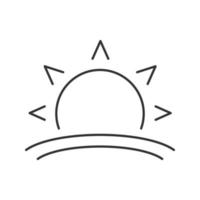 Rising sun linear icon. Morning. Thin line illustration. Dawn. Contour symbol. Vector isolated outline drawing