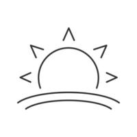 Rising sun linear icon. Morning. Thin line illustration. Dawn. Contour symbol. Vector isolated outline drawing