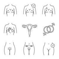 Gynecology linear icons set vector