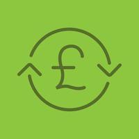 Great Britain pound exchange linear icon. Refund. Thin line outline symbols on color background. Vector illustration