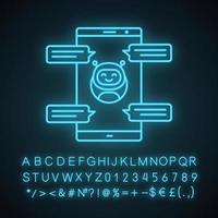 Chatbot with speech bubbles neon light icon vector