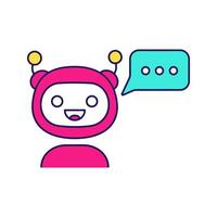chatbot con tres puntos en el icono de color de burbujas de discurso vector