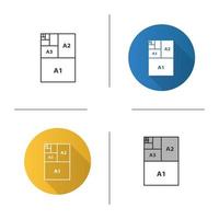 Paper sizes icon vector