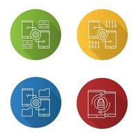 Smartphone displays flat linear long shadow icons set vector