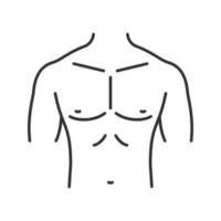 Muscular male chest linear icon. Thin line illustration. Contour symbol. Vector isolated outline drawing