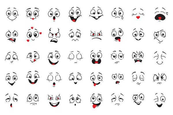 Premium Vector  Comic face expressions set