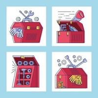 collection tool boxes vector