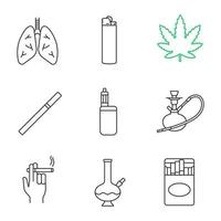 Smoking linear icons set vector