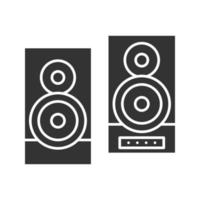 Stereo system glyph icon. Silhouette symbol. Loudspeakers. Negative space. Vector isolated illustration