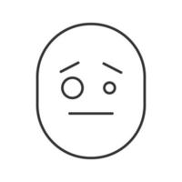 Confused smiley linear icon. Thin line illustration. Sceptical face. Contour symbol. Vector isolated outline drawing