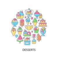 Desserts abstract color concept layout with headline vector