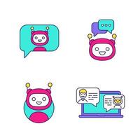 Conjunto de iconos de colores de chatbots vector