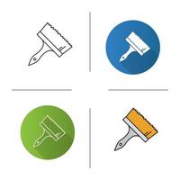 Big paint brush icon. Flat design, linear and color styles. Isolated vector illustrations