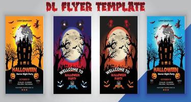 Halloween DL Flyer Template Design For Halloween Holiday Party vector