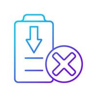 Dont fully drain batteries gradient linear vector manual label icon