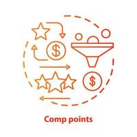 Casino comp points concept icon. Redeem points and bonuses idea thin line illustration. Cashback and reward offer. Loyalty reward program. Vector isolated outline drawing