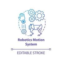 icono de concepto de gradiente azul del sistema de movimiento de robótica. Ilustración de línea fina de idea de software de robot. tecnologías de la información y programación innovadora. dibujo de contorno aislado vectorial. trazo editable vector