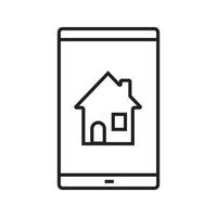 icono lineal de la pantalla de inicio del teléfono inteligente. Ilustración de línea fina. teléfono inteligente con símbolo de contorno de casa. dibujo de contorno aislado vectorial vector