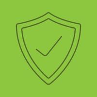 Security check linear icon. Protection shield with tick mark. Thin line outline symbols on color background. Vector illustration