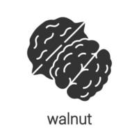 Walnut glyph icon. Silhouette symbol. Negative space. Vector isolated illustration