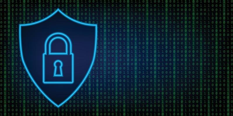 Security digital technology abstract background with shield and lock symbol Cybersecurity protection concept