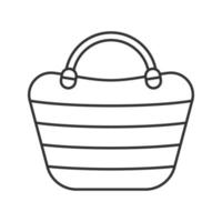 Beach bag linear icon. Thin line illustration. Beach tote. Contour symbol. Vector isolated outline drawing