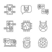 Chatbots linear icons set vector