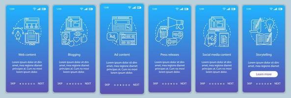 SMM courses onboarding mobile app page screen vector template