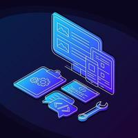 Coding isometric color vector illustration