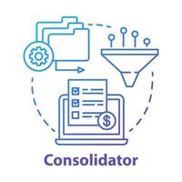 Consolidator concept icon. Billing idea thin line illustration. Combining orders. Debt consolidation. Financial service. Vector isolated outline drawing. E-commerce. Editable stroke