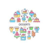 Desserts abstract color concept layout with headline vector