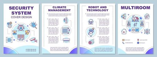 Security system brochure template. Smart home. Climate management. Flyer, booklet, leaflet print, cover design with linear icons. Vector page layouts for magazines, annual reports, advertising posters