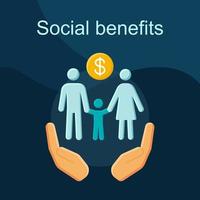 Social benefits flat concept vector icon