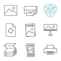 Printing linear icons set vector