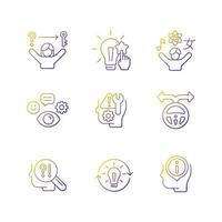 Self development skills linear vector icons set