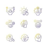 Self development skills linear vector icons set