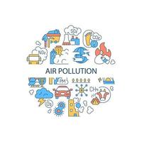 Diseño de concepto de color abstracto de contaminación del aire con título vector