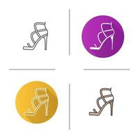 High heel shoe icon. Flat design, linear and color styles. Isolated vector illustrations
