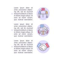 Workplace conflict resolution concept line icons with text vector