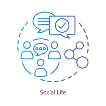 Socializing and networking concept icon. Social life, Interpersonal relationships idea thin line illustration. Community communication, interaction. Vector isolated outline drawing. Editable stroke