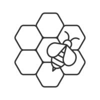 Beekeeping linear icon. Honey bee on honeycomb. Thin line illustration. Apiary. Contour symbol. Vector isolated outline drawing