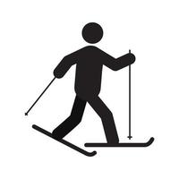 Skiing man silhouette icon. Sport. Isolated vector illustration. Active rest. Healthy lifestyle